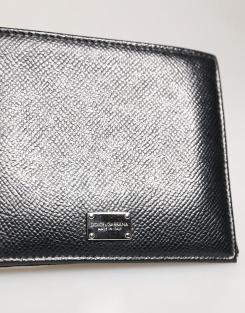 Dolce & Gabbana Black Leather Plaque Logo Bifold Men Card Holder Wallet